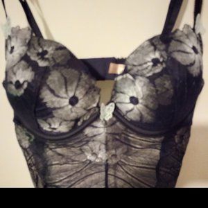 NWT Black Push Up Lace Sexy Bodysuit Teddy Thong, La Vie En Rose Size XXL